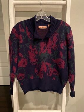 Henry Grethel Lambswool Sweater Navy Floral